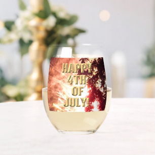 Fireworks 12 4th of July wine glass