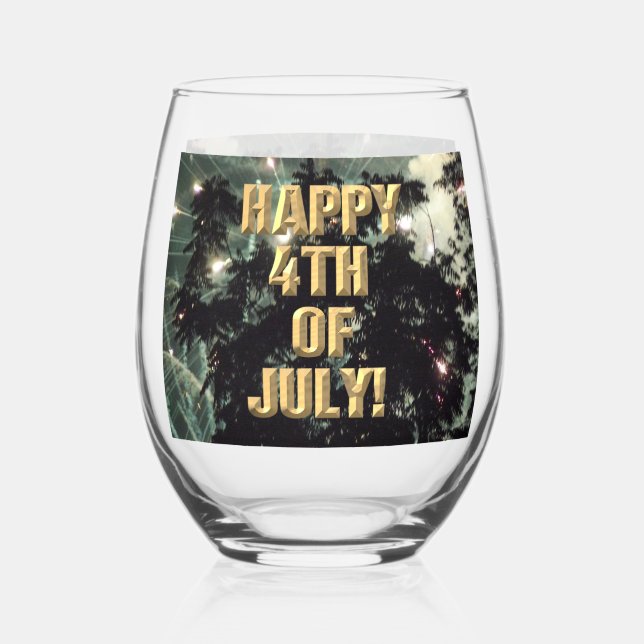 Fireworks 13 4th of July wine glass (Front)