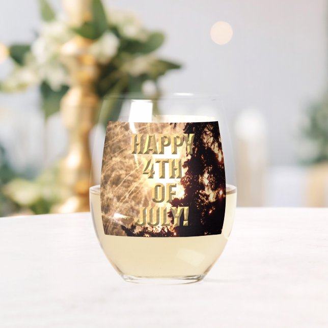 Fireworks 15 4th of July wine glass (Insitu (Wedding))