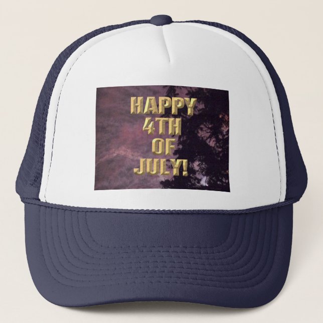 Fireworks 16 4th of July navy trucker hat (Front)