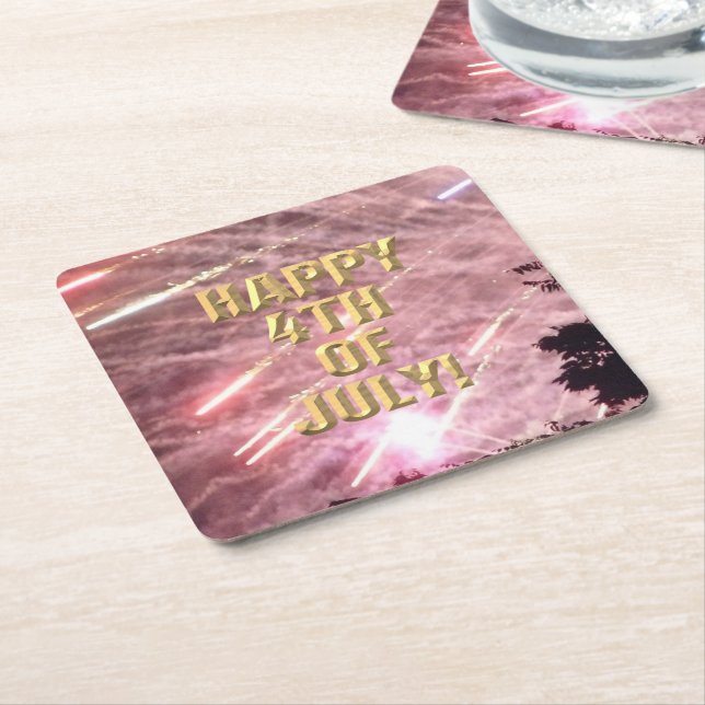 Fireworks 17 4th of July paper coasters (Angled)