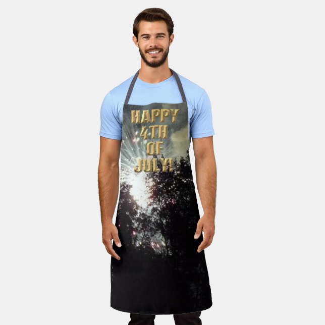Fireworks 18 4th of July chef apron (Worn)