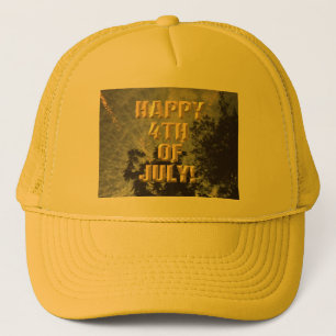 Fireworks 19 4th of July yellow trucker hat