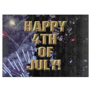 Fireworks 1 4th of July glass cutting board