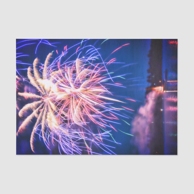 Fireworks 4th Of July Blue Independence Day Tissue Paper (Front)