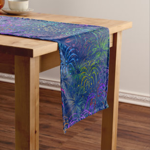 Fireworks 4th of July Colourful Summer Pattern Medium Table Runner