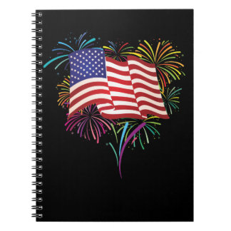 Fireworks 4th of July Gift Fourth July American Notebook