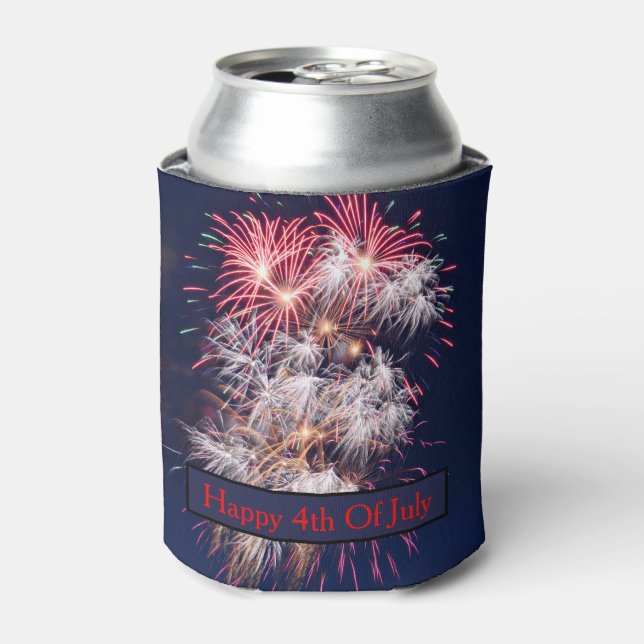 Fireworks 4th Of July Independence Day Can Cooler (Can Front)