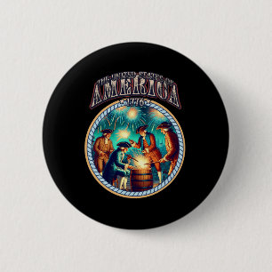 Fireworks 4th Of July Independence Patriotic 1776 6 Cm Round Badge