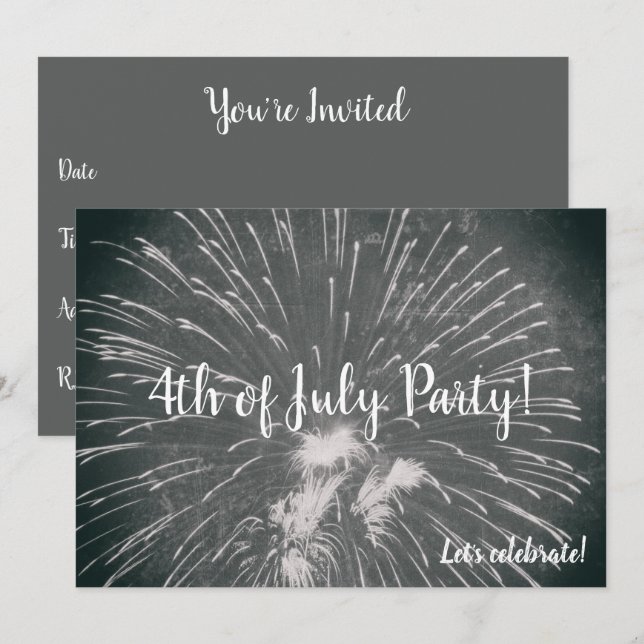 Fireworks 4th of July Invitation (Front/Back)