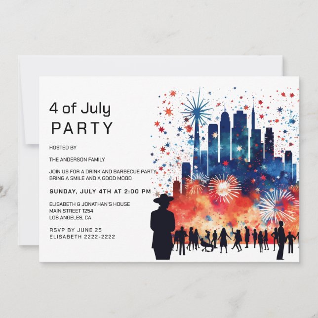 Fireworks 4th of July Invitations (Front)