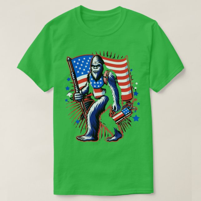 Fireworks 4th of July Men Sasquatch T-Shirt (Design Front)