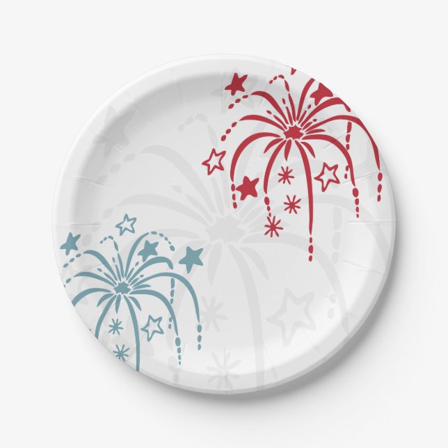 Fireworks 4th of July Party Paper Plate (Front)