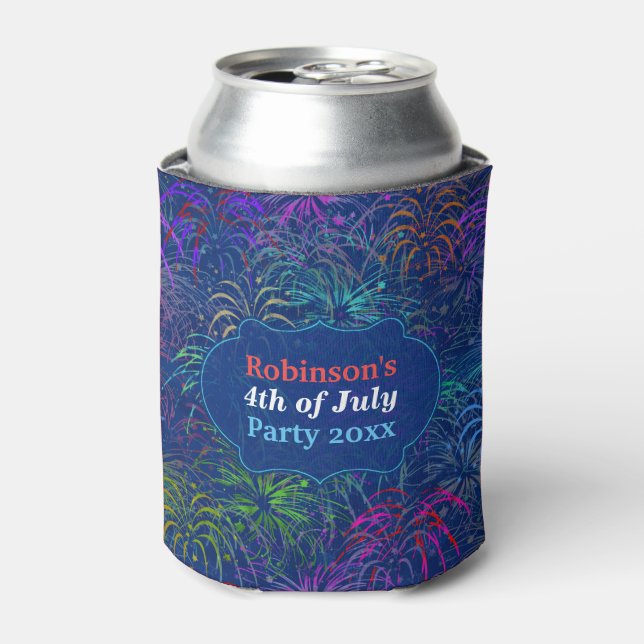 Fireworks 4th of July Party | Personalised Summer Can Cooler (Can Front)