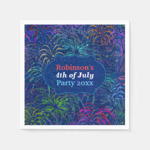 Fireworks 4th of July Party   Personalised Summer Napkin