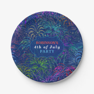 Fireworks 4th of July Party Personalised Summer Paper Plate