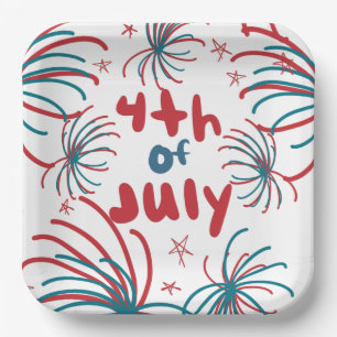 Fireworks 4th of July Stars BBQ Birthday     Paper Plate