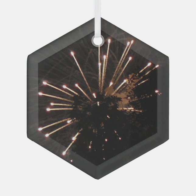 Fireworks 5 glass hexagon ornament (Front)