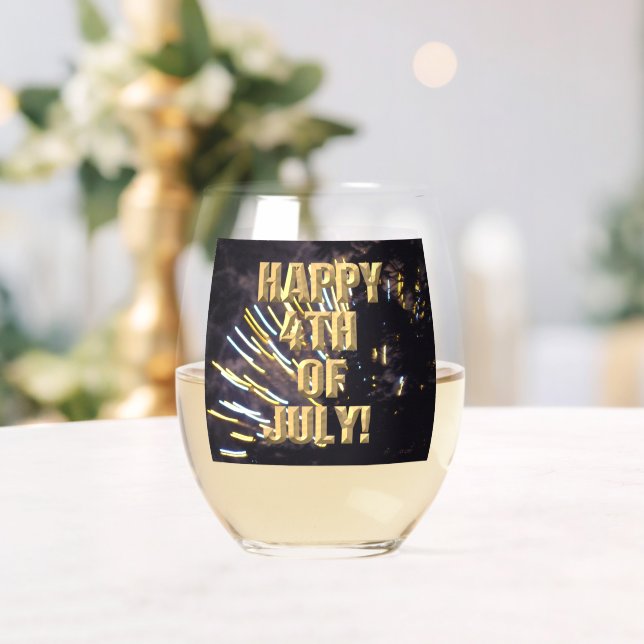 Fireworks 6 4th of July wine glass (Insitu (Wedding))
