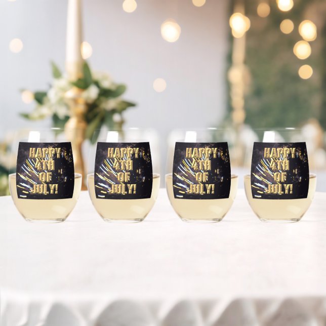 Fireworks 6 4th of July wine glasses set of 4 (Insitu (Wedding))