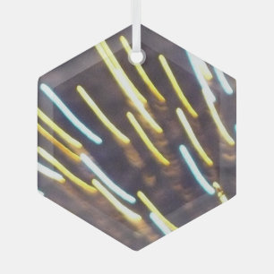 Fireworks 6 glass hexagon ornament