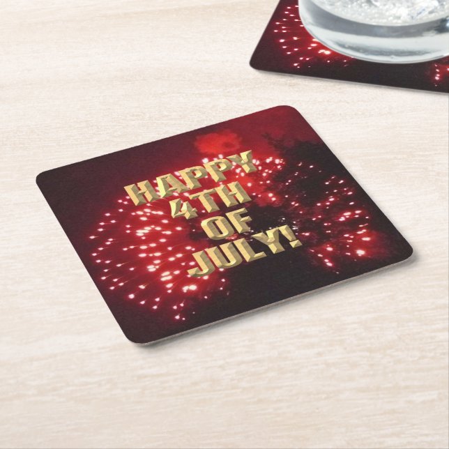 Fireworks 7 4th of July paper coasters (Angled)