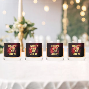 Fireworks 7 4th of July rocks glasses set of 4
