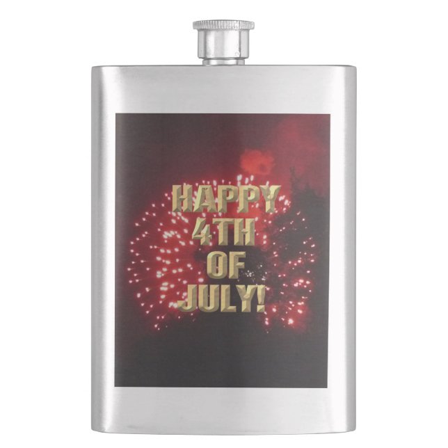 Fireworks 7 4th of July stainless steel flask (Front)