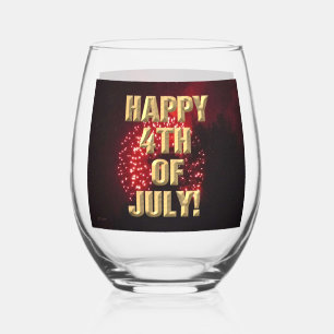 Fireworks 7 4th of July wine glass