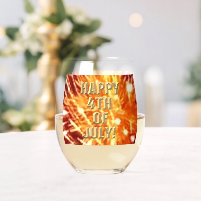 Fireworks 8 4th of July wine glass (Insitu (Wedding))