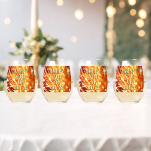 Fireworks 8 4th of July wine glasses set of 4