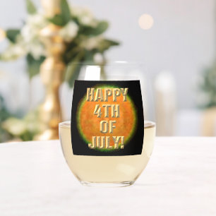 Fireworks 9 4th of July wine glass