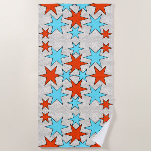 Fireworks and American Flag Beach Towel