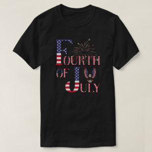 Fireworks and Bald Eagle Fourth of July T-Shirt