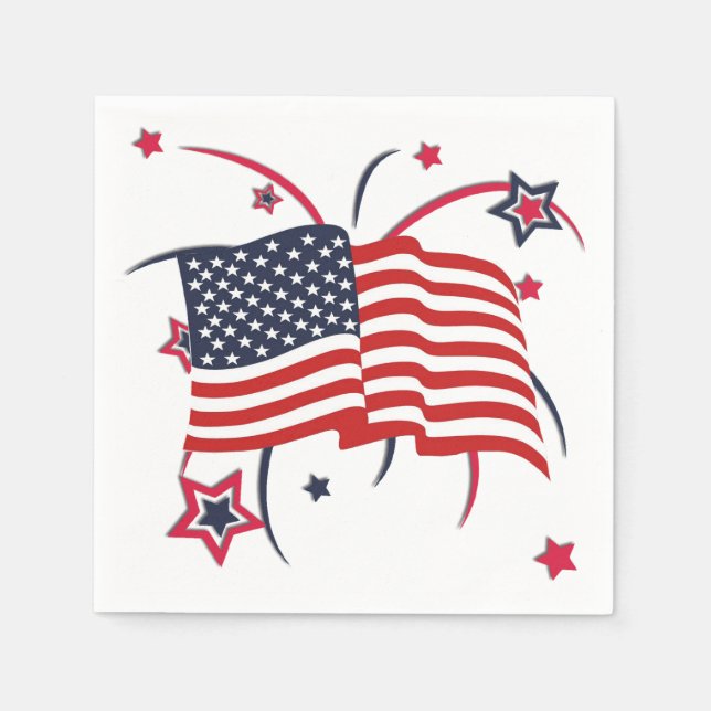Fireworks and Flag Napkin (Front)