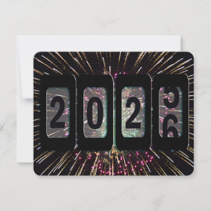 Fireworks and Odometer 2026 New Year Party Invitation