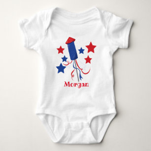 Fireworks and Stars July 4th Baby Bodysuit