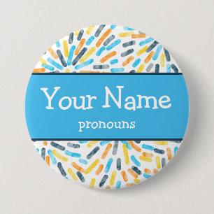 Fireworks AroAce Sunset Pride Flag Pronouns Name 7.5 Cm Round Badge