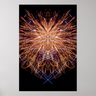 Fireworks Art: Gold and Blue 2 Poster