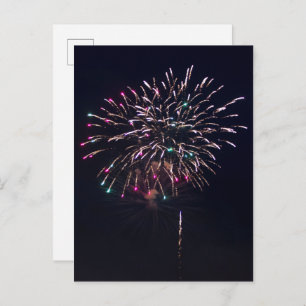 Fireworks at Night Sky Photography Postcard