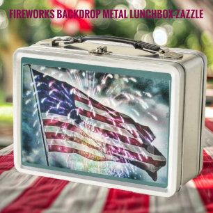 Fireworks Backdrop   Metal Lunch Box