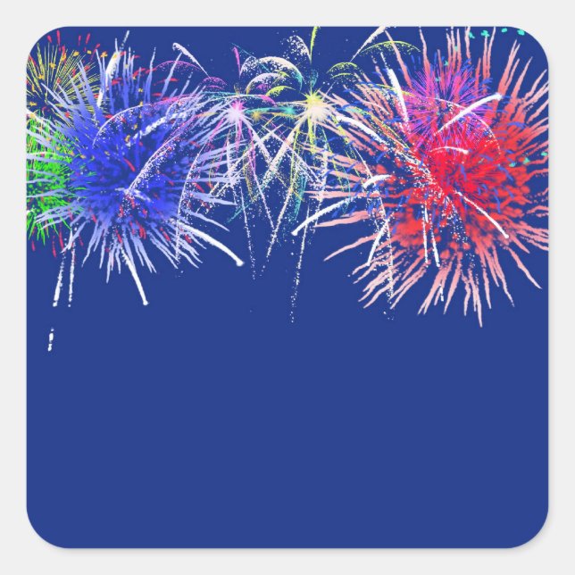 Fireworks Background Square Sticker (Front)