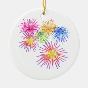 Fireworks Big Party Celebration Firecrackers  Ceramic Tree Decoration