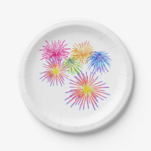 Fireworks Big Party Celebration Firecrackers Paper Plate