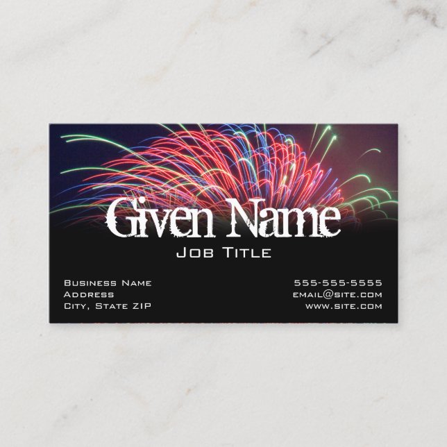 Fireworks Black Business Card (Front)
