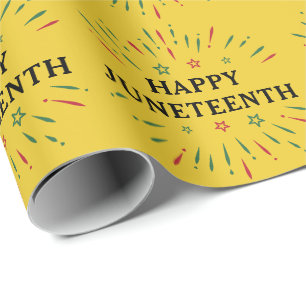 Fireworks Black Independence Day Happy Juneteenth Wrapping Paper