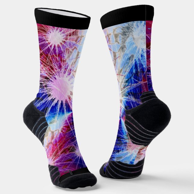 Fireworks Blue Maroon Socks (Angled)