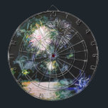 Fireworks Blue Ocean Boat 4th of July Watercolor Dartboard<br><div class="desc">Fireworks Blue Ocean Boat 4th of July Watercolor Dart Board is a beautiful wat to play the game or give it as a gift.  Have fun playing. photo copyright Denise Bennerson photographer</div>