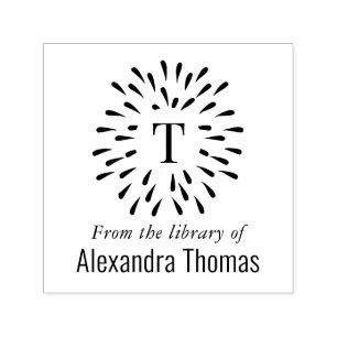 Fireworks Burst Single Initial #3 Library Book Self-inking Stamp