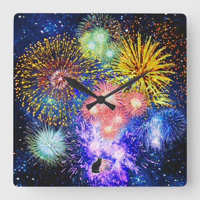 Fireworks Bursts Clock (Front)